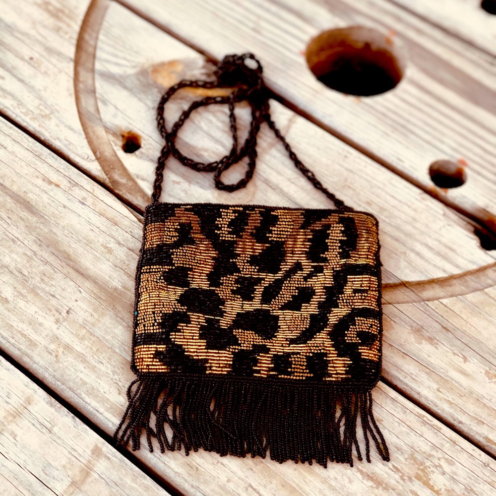 Beaded Cheetah Print Purse Clutch